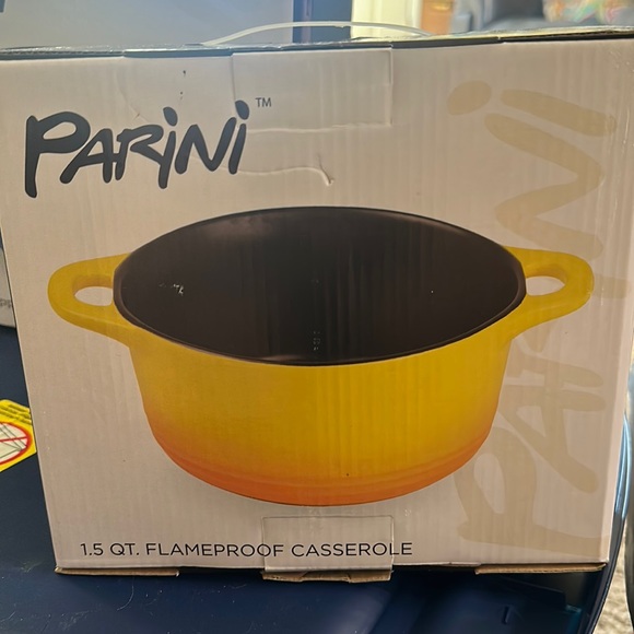 Parini 1.5 QT Flameproof Casserole Dish Yellow NEW NIB Cookware Bakeware Kitchen - Picture 1 of 1